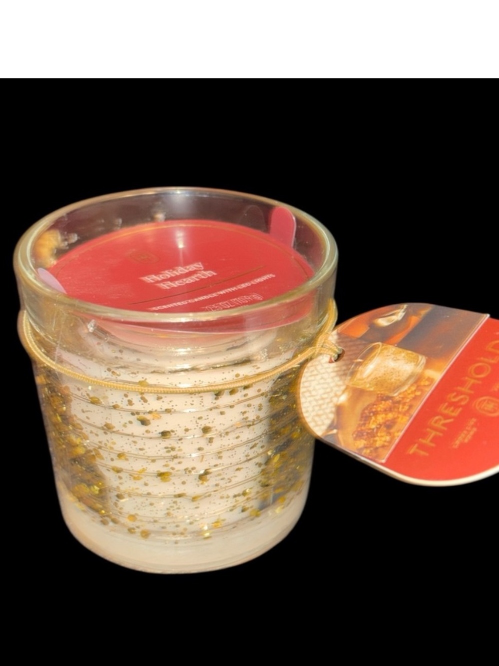 Holiday Hearth Scented Jar Candle with Gold LED Lights